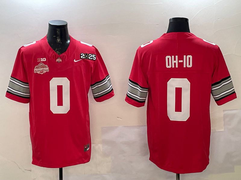 Men Ohio State Buckeyes #0 Oh-Io Red Three generations Nike 2025 NCAA Jersey->ncaa teams->NCAA Jersey